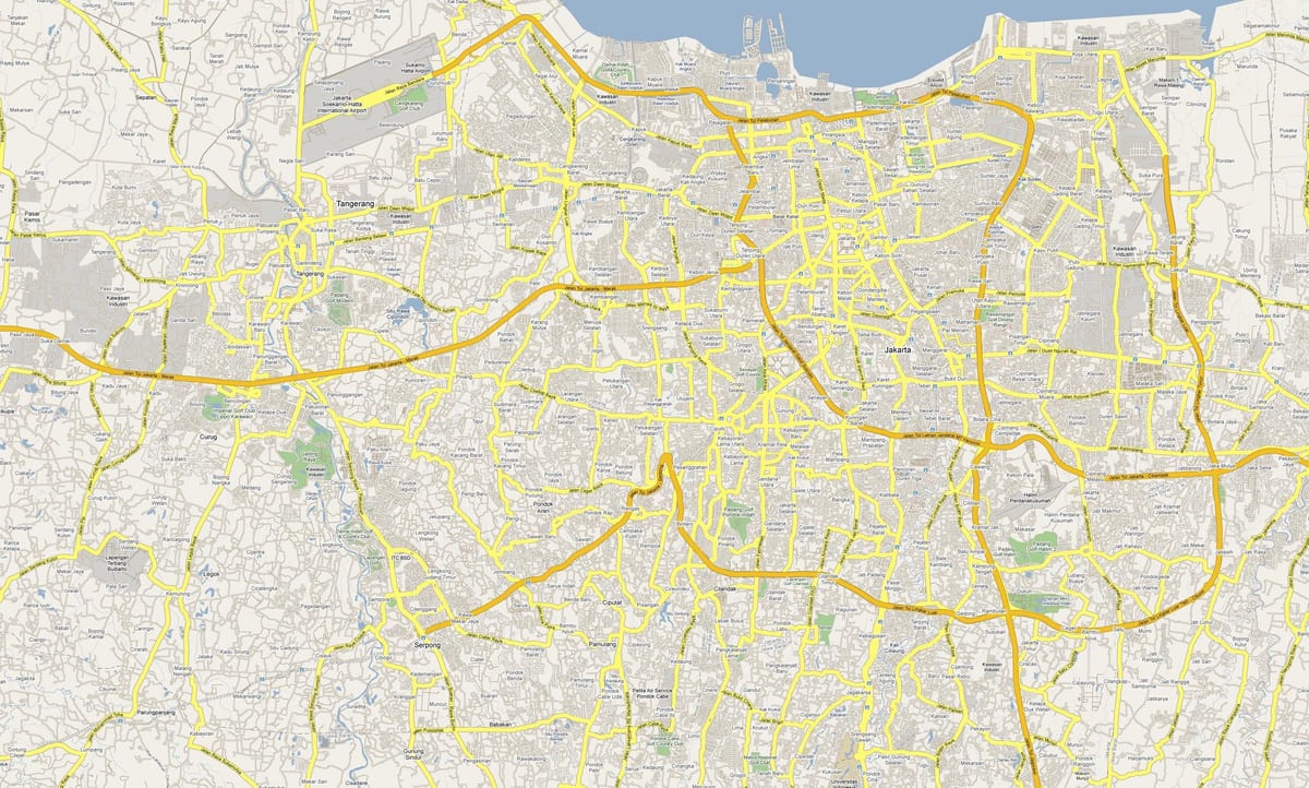 mapa Jakarta cesty