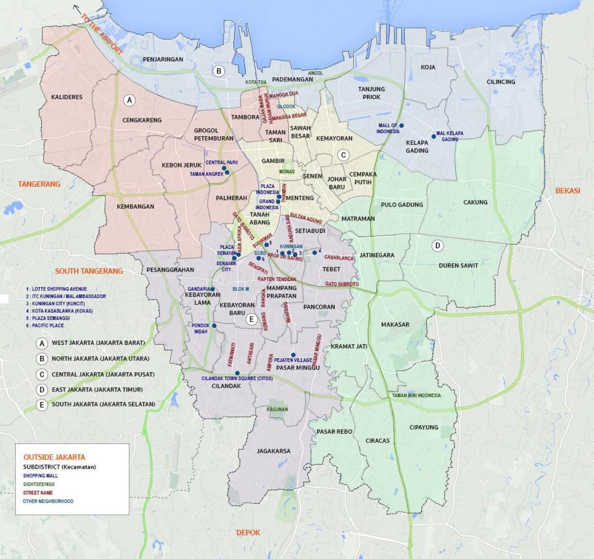 mapa západnej Jakarta